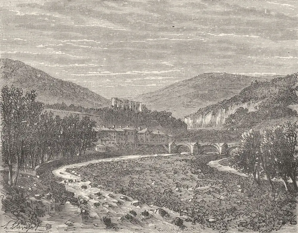 Pont de Labeaume Gravur sur acier entre 1857 et 1890.webp